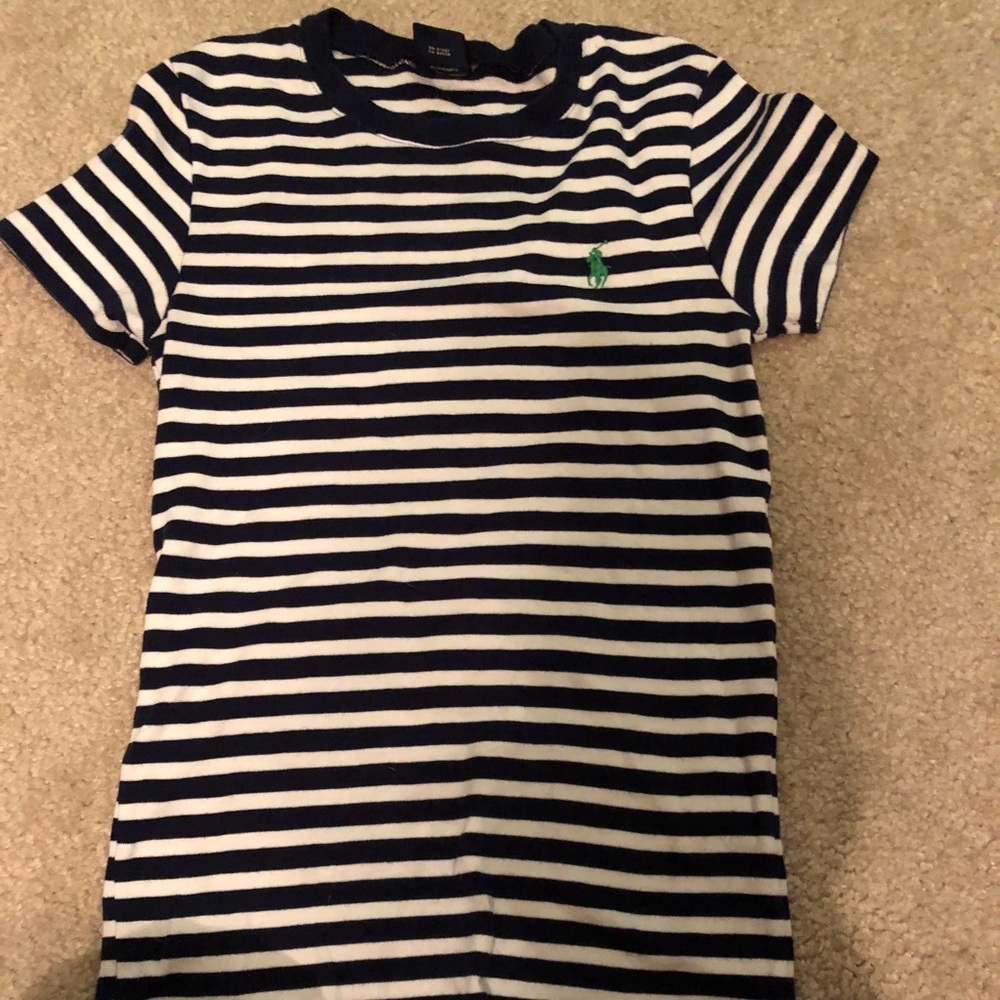 Ralph Lauren navy stripes Tee with green logo